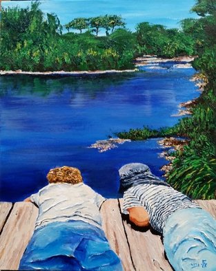 Artist: Eli Gross - Title: Waiting  for the ripples to kiss the tiny quay size  - Medium: Acrylic Painting - Year: 2016