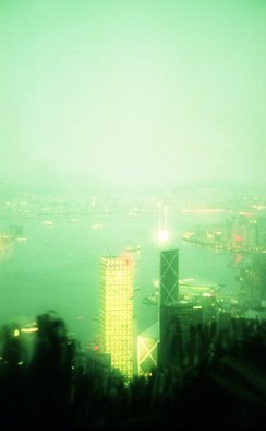 Andre Vesyelkin: 'glowing yellow', 1999 Color Photograph, Abstract Landscape. This one of the series of experimental photos taken in Hong Kong, using multiple filters and long exposure. The aim of these photos was to achieve dream- like, hazy feel of images, where familiar objects are barely recognizable. The images were taken on film and they are what they appear - ...