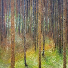Emilia Milcheva: 'homage to klimt pine forest ii', 2019 Oil Painting, Landscape. Artist Description: As I have always been fascinated by Klimt s trees paintings I tried to touch his great talent by painting his pine forest.Trees are so beautiful in my eyes. So beautiful in their various stages of metamorphosis. So beautiful in their dramatically changing conditions and moods. So ...