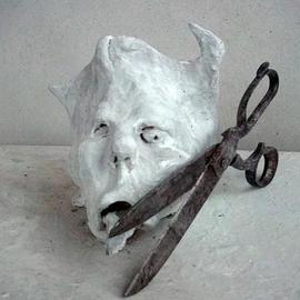 Emilio Merlina: ' too much blathering i suppose', 2006 Mixed Media Sculpture, Inspirational. Artist Description: terracotta and an old scissors...