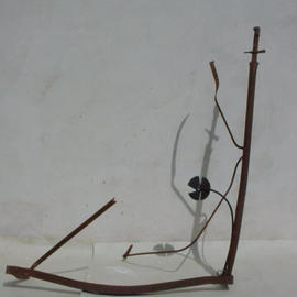 Emilio Merlina: 'a only black flower in the battle field', 2003 Mixed Media Sculpture, Inspirational. Artist Description: rusty iron sculpture...