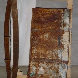 Emilio Merlina: 'artist blok 2', 2004 Mixed Media Sculpture, Inspirational. Artist Description: rusty iron , old frame and acrylic on canvas . ...