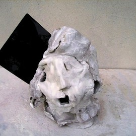 Emilio Merlina: 'black mirror', 2006 Mixed Media Sculpture, Inspirational. Artist Description:  terracotta and an old black  mirror ...