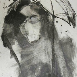 Emilio Merlina: 'for a rainy day', 2015 Charcoal Drawing, Fantasy. Artist Description:  with a touch of oil on canvas     ...