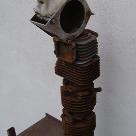 Emilio Merlina: 'he was just a moon lover', 2007 Mixed Media Sculpture, Inspirational. Artist Description:  rusty iron and terracotta ...