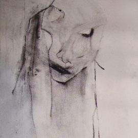 Emilio Merlina: 'introspection 08', 2008 Charcoal Drawing, Inspirational. Artist Description:  charcoal on canvas ...