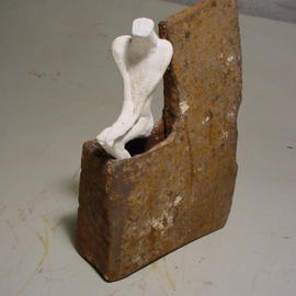 Emilio Merlina: 'looking for some rest', 2003 Mixed Media Sculpture, Inspirational. Artist Description: rusty iron and terracotta sculpture...
