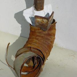 Emilio Merlina: 'reading the past', 2003 Mixed Media Sculpture, Inspirational. Artist Description: terracotta and rusty iron sculpture...