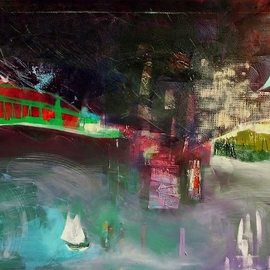Emilio Merlina: 'the bridge', 2017 Oil Painting, Fantasy. Artist Description: canvas...
