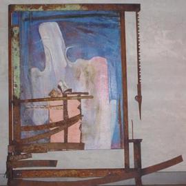 Emilio Merlina: 'the gate', 2003 Mixed Media Sculpture, Inspirational. Artist Description: oil on canvas and rusty iron...