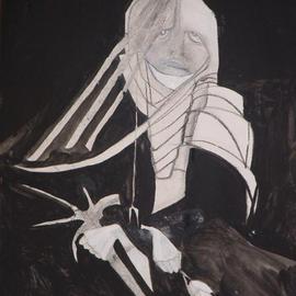 Emilio Merlina: 'the warrior and the white tulips', 2004 Other Drawing, Inspirational. Artist Description: charcoal and acrylic on paper...