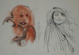 Emilio Merlina: 'which one the angel', 2017 Charcoal Drawing, Fantasy. on cardboard...