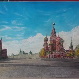 Enrique Fernandez Monteagudo: 'plaza roja', 2017 Oil Painting, Architecture. Artist Description: Red square Moscow...