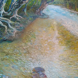 Eduardo Poblador: 'At rivers bak', 2016 Oil Painting, Impressionism. Artist Description:  river, flow, flowing, nature, landscape, forest, trees, colour, water, impressionism. ...