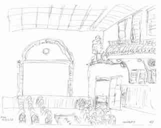 Maria Teresa Fernandes: 'Lega Italica old theater at S Paulo by ebf', 2005 Other Drawing, Music.  this 1879 nice building is still active with lyrical amateur singers ...