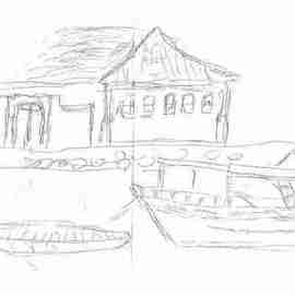 Maria Teresa Fernandes: 'Paraty anchorage by ebf', 2005 Other Drawing, Boating. Artist Description:  when you arrive from sea seems that you are back more than a century ago at this colonial preserved city ...