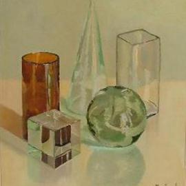 Maria Teresa Fernandes: 'Rio Claro Museum Collection', 1972 Oil Painting, Digital. Artist Description: different shapes and refractions and convexes and glass thickness. Is it notthat enough to the suffering painter ?...