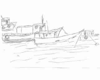 Maria Teresa Fernandes: 'fishing boats  I  by ebf', 2007 Other Drawing, Fish. 