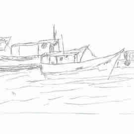 Maria Teresa Fernandes: 'fishing boats  I  by ebf', 2007 Other Drawing, Fish. 