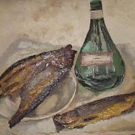 Maria Teresa Fernandes: 'herrings', 1969 Oil Painting, Fish. Artist Description: grades and reflexes are a suffering heaven to the artist...