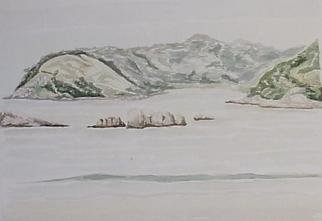 Maria Teresa Fernandes Artwork plans at sea, 1970 Watercolor, Mountains