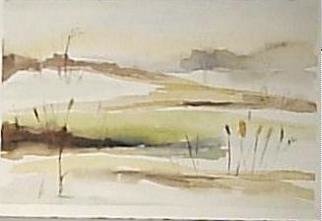 Maria Teresa Fernandes: 'some dunes', 1980 Watercolor, Space. to mix colours is impossible with watercolor - no errors are permited...