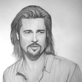 Eric Stavros: 'Brad Pitt', 2012 Pencil Drawing, Movies. Artist Description:  Brad Pitt commercial shot for Chanel No5 . . .60x50cm on Glossy 250gr. 2H to 8B.30 hours ( at least 10- 12hours for the hairs! ) . ...