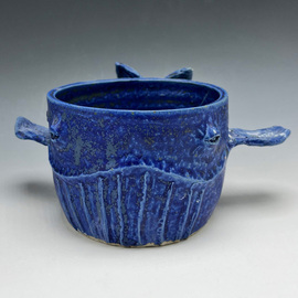 Erin Tolles: 'whale', 2024 Ceramic Sculpture, Sea Life. Artist Description: This mug was inspired by my love for sea life. I sculpted a whale on the mug with stoneware and glazed the mug a vibrant blue. ...