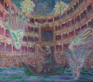 Edward Tabachnik: 'Castrati Farinelli playing Harp', 2005 Oil Painting, Theater.  New style: Romantic Expressionism.Series: Theater.Series: Ancient Musical Instruments.The Famous counter tenor in the middle ages Farinelli. ...
