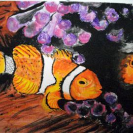 Ina Jinapaia: 'Clownfish', 2014 Acrylic Painting, Animals. Artist Description:       Clownfish upclose     ...