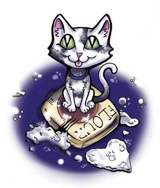 Eve Burkhead: 'Kitten', 2006 Illustration, Humor. My cat actually did this, getting flour all over the entire townhouse. I' m convinced that she did it out of love. ...
