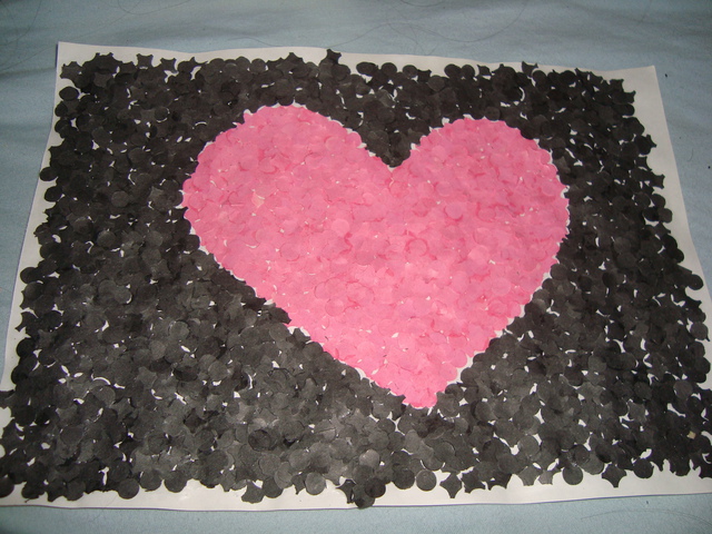 Artist Evelyne Ketterlin. 'Pink Heart Black' Artwork Image, Created in 2015, Original Paper. #art #artist