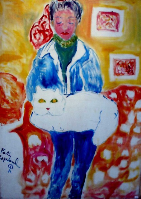 Artist Faith Copeland. 'Girl With Cat' Artwork Image, Created in 2011, Original Painting Acrylic. #art #artist
