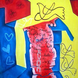 Hameurlaine Fatima: 'Peace', 2012 Acrylic Painting, Expressionism. Artist Description:  primary colors, expressionism, peace, painting, acrylic ...
