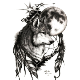 Alejandro Jake: 'Wolf with Dream Catcher', 2016 Digital Print, Animals. Artist Description:  Wolf with Dream Catcher done in Graphite on Card Stock and rendered in Photoshop ...