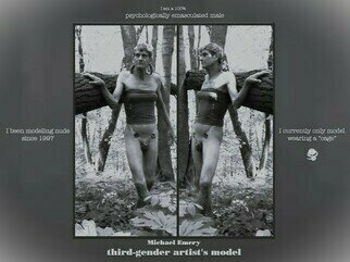 Michael Emery: 'bw intro 57', 2024 Black and White Photograph, Nudes. NE Iowa artist model, nude pose in woods...