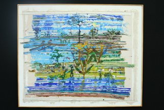 Stephen Fessler: 'Aftermath', 2011 Acrylic Painting, Landscape.    A whimsical landscape constructed of bits of other paintings, arranged like a Venetian blind.   ...