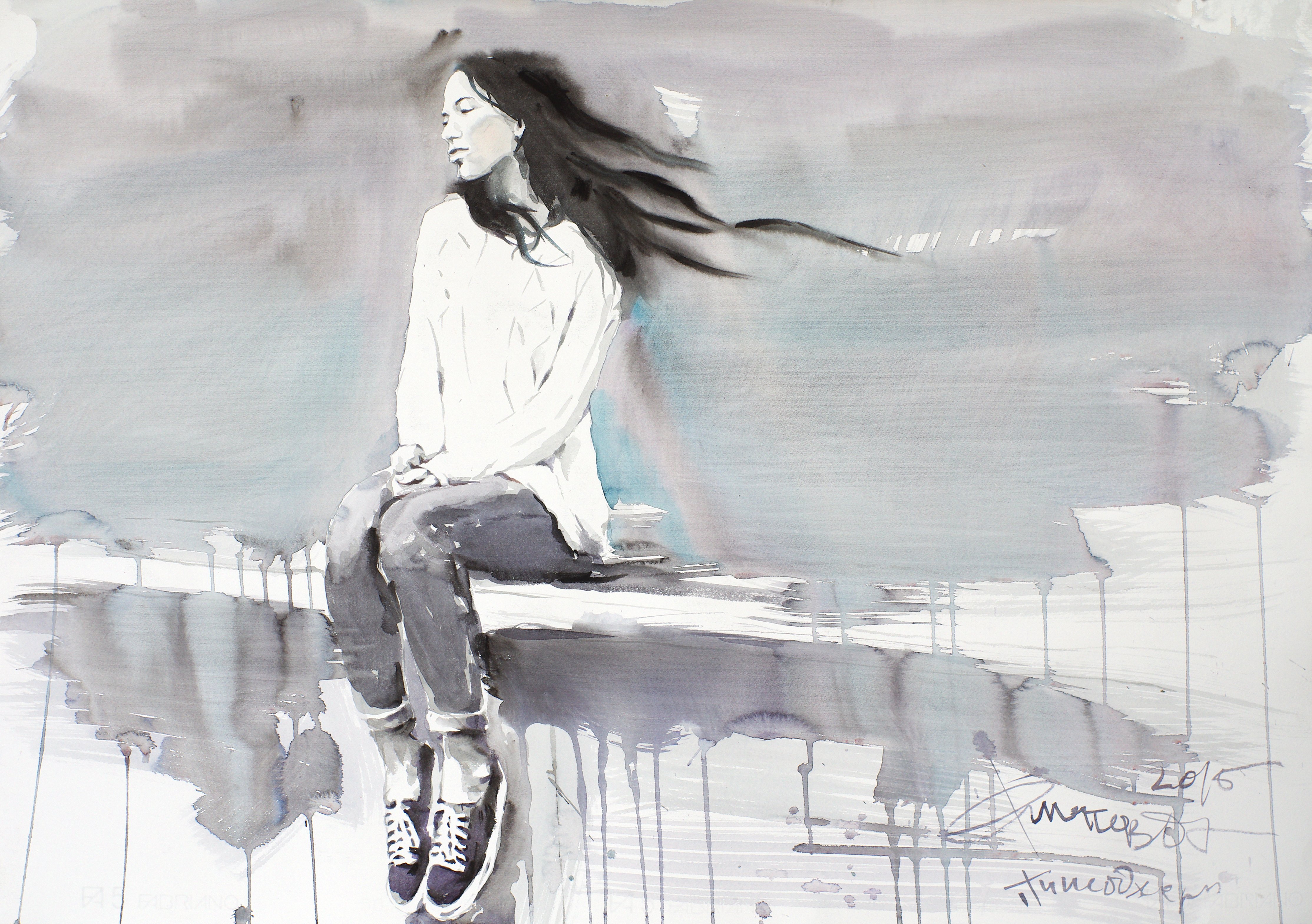 Dima Filatov: 'Teenager', 2015 Watercolor, Portrait.  Dima Filatov Teenager watercolor on paper 2015...