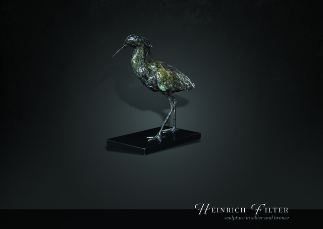 Artist Heinrich Filter. 'Black Egret Bronze Sculpture' Artwork Image, Created in 2015, Original Sculpture Other. #art #artist