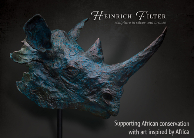 Artist Heinrich Filter. 'Black Rhino Bust In Bronze' Artwork Image, Created in 2015, Original Sculpture Other. #art #artist