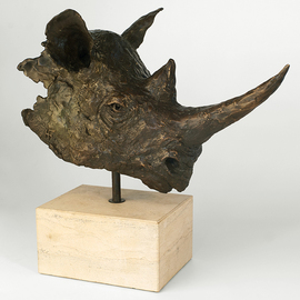 Heinrich Filter Artwork Black Rhino in bronze, 2013 Bronze Sculpture, Animals