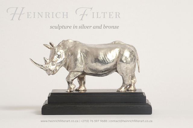 Artist Heinrich Filter. 'Whit Rhino Silver Sculpture' Artwork Image, Created in 2013, Original Sculpture Other. #art #artist