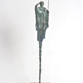 Heinrich Filter: 'beginning of the hunt', 2023 Bronze Sculpture, Figurative. Artist Description: Beginning of the Hunt - Masai Warrior Bronze sculpture, in Bronze Verdigris on stone base, Limited edition of 24, Height 85 cm x width 17 cm including baseMy art is inspired by Africa and itaEURtms magnificent wildlife and people.Tribe peopleaEURtms silhouettes in a blistering summer ...