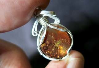 Alberto Thirion: 'mexican fire agate pendant', 2021 Jewelry, Beauty. Mexican Fire Agate PendantThe total weight of the pendant, 3. 4 gramsThe end- to- end measurement, 26mm high  The measurements of the stone are approximate  ...