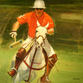 Ferenc Flamm: 'go for it', 2021 Oil Painting, Horses. Artist Description: I love horses, the painting is a part of the series aEURPoloaEUR...