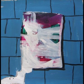 Jean Chevalier: 'FRITZ ON BRICKS', 2009 Acrylic Painting, Abstract Figurative. 