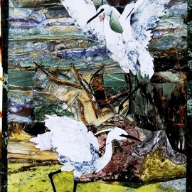 Nazir Khasanov: 'Storks', 2014 Mosaic, Birds. Artist Description: Pietra dura, Florentine mosaic, Mosaic Art...