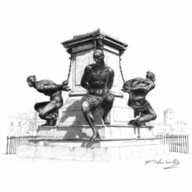 Francesco Francesco: '4 moors statue', 2023 Charcoal Drawing, Figurative. Artist Description: wonderful statue in Livorno Italy...