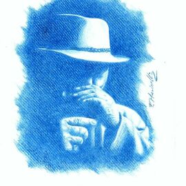 Francesco Francesco: 'bluesman', 2019 Other Drawing, Music. Artist Description: blue pencil ...