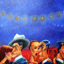 Franco Iturraspe: 'La milonga del barrio', 2010 Oil Painting, Dance. Artist Description:     painting of a milonga at night with people dancing tango   ...